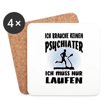 Keinen Psychiater nur laufen Sport witzig Spruch - Untersetzer (4er-Set) - Weiß - Vorne