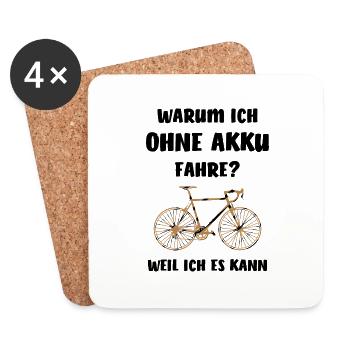 Fahrrad ohne Akku witzig Spruch Rennrad Sport - Untersetzer (4er-Set) - Weiß - Vorne