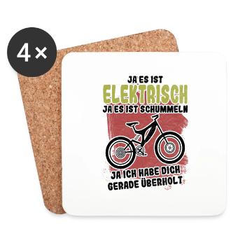 E-Bike Fahrrad Mountainbike witzig Spruch Geschenk - Untersetzer (4er-Set) - Weiß - Vorne
