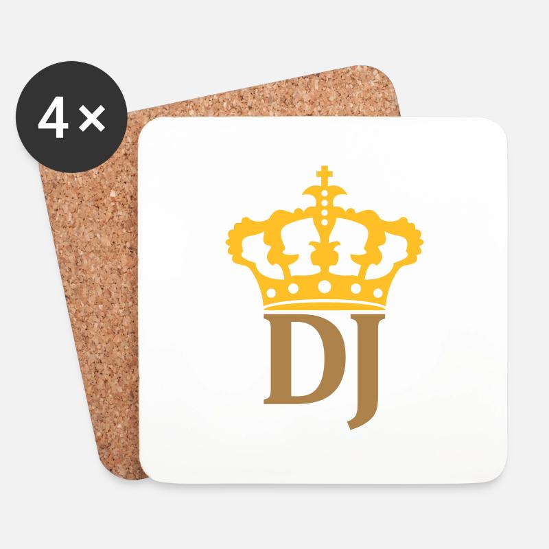 Gold DJ Krone - Untersetzer (4er-Set) - Weiß