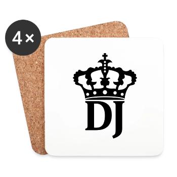 Logo de la couronne DJ - Dessous de verre (lot de 4) - blanc - Devant