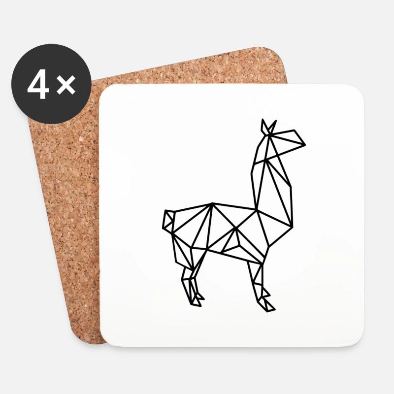 Lama Origami - Untersetzer (4er-Set) - Weiß
