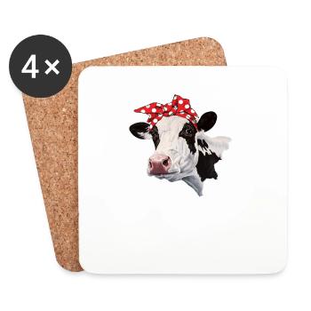Bandana de vache - Dessous de verre (lot de 4) - blanc - Devant