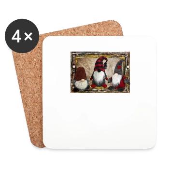 Scène de gnome de Noël - Dessous de verre (lot de 4) - blanc - Devant