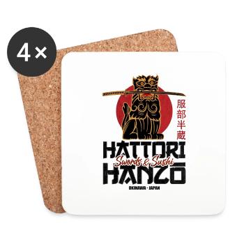 Hattori Hanzo Schwert und Japan Sushi Geschenk - Untersetzer (4er-Set) - Weiß - Vorne
