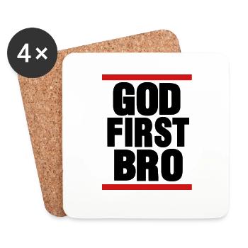 GOD FIRST BRO By Crazy - Coasters (set of 4) - white - Front