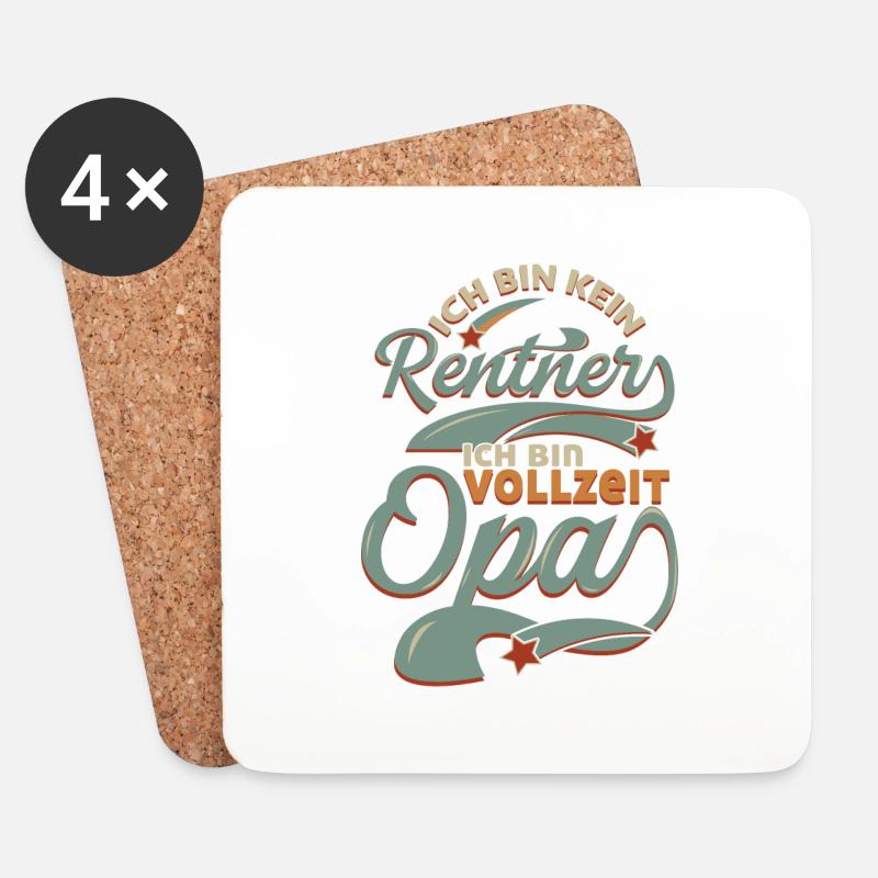 Ich bin kein Rentner Ich bin vollzeit Opa - Untersetzer (4er-Set) - Weiß