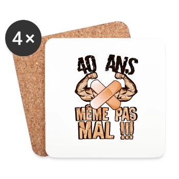 40 ans meme pas mal anniversaire bras muscle bicep - Dessous de verre (lot de 4) - blanc - Devant
