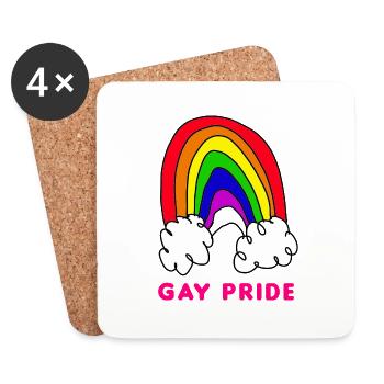 peinture gay pride - Dessous de verre (lot de 4) - blanc - Devant