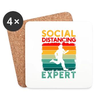 Funny Runner Gift Social Distancing Expert - Coasters (set of 4) - white - Front