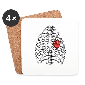 Anatomie Skelett Brustkorb mit Herz - Untersetzer (4er-Set) - Weiß - Vorne