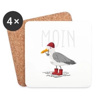 Moin Möwe Seemann - Untersetzer (4er-Set) - Weiß - Vorne