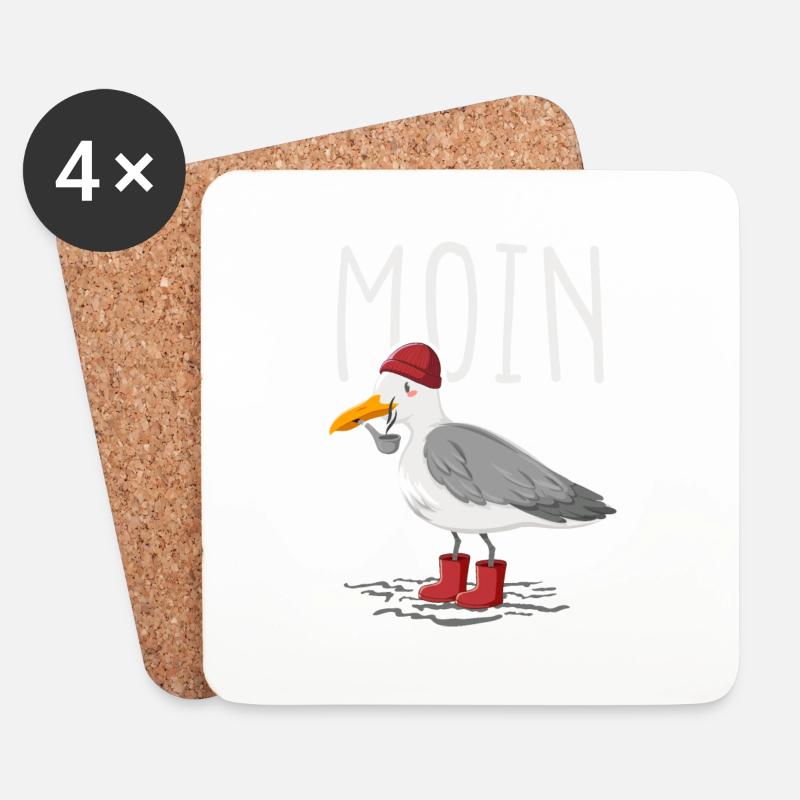 Moin Möwe Seemann - Untersetzer (4er-Set) - Weiß