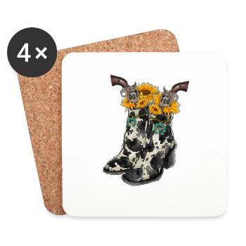 Cowboy Boots - Coasters (set of 4) - white - Front
