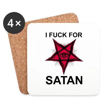 Je baise pour les dictons drôles de Satan - Dessous de verre (lot de 4) - blanc - Devant