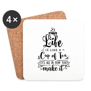 Das Leben ist wie eine Tasse Tee - Untersetzer (4er-Set) - Weiß - Vorne