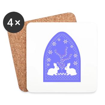 Hasen im Garten ~ lila ~ - Untersetzer (4er-Set) - Weiß - Vorne
