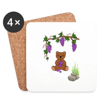teddy bear with grapes - Untersetzer (4er-Set) - Weiß - Vorne