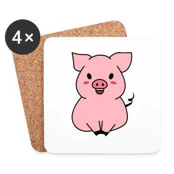 Cute Pig - Coasters (set of 4) - white - Front