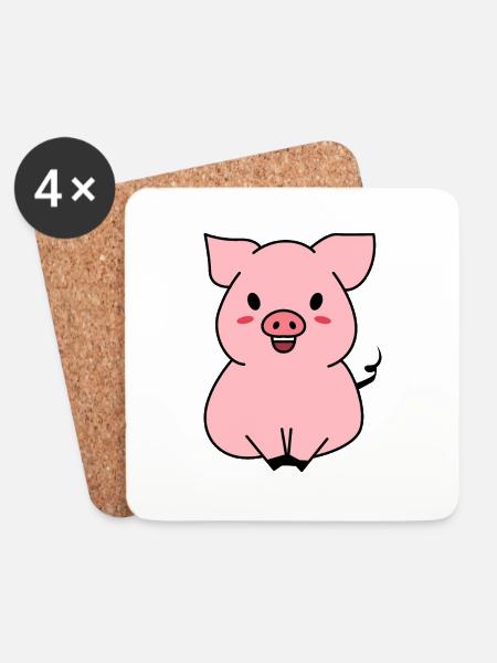 Süßes Schwein - Untersetzer (4er-Set) - Weiß