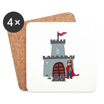 Ritter und Burg - Untersetzer (4er-Set) - Weiß - Vorne