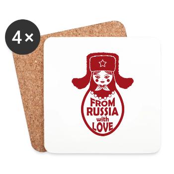 From Russia with love URSS Matryochka poupée - Dessous de verre (lot de 4) - blanc - Devant