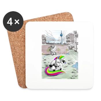 🦄 Asi unicorn Berlin Kreuzberg - Coasters (set of 4) - white - Front