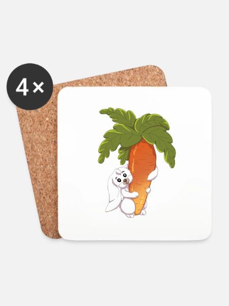 Hase karotte möhre kuscheln häschen süß kaninchen - Untersetzer (4er-Set) - Weiß