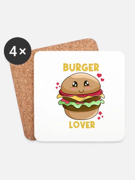 Burger Lover - Untersetzer (4er-Set) - Weiß