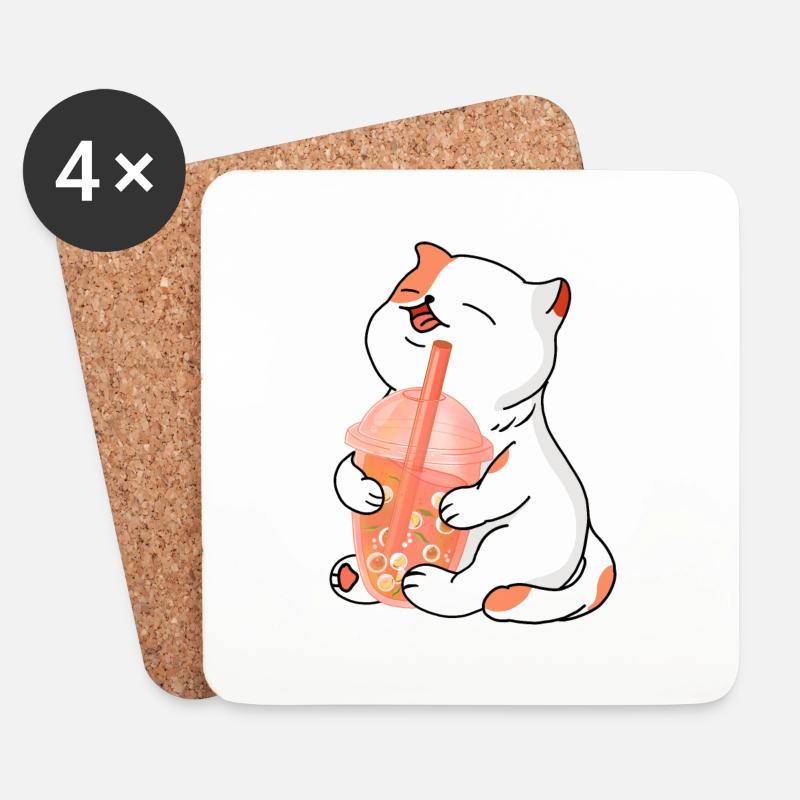 Boba Drink Lover - Untersetzer (4er-Set) - Weiß