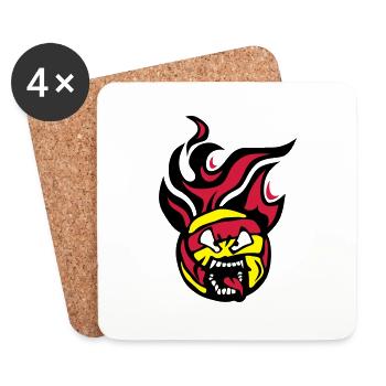 volleyball waterpolo cartoon face flame - Coasters (set of 4) - white - Front