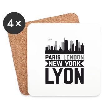 Lyon Paris London New-York - Dessous de verre (lot de 4) - blanc - Devant