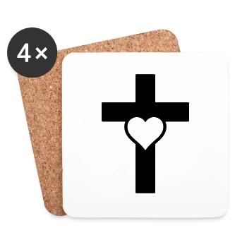 Herzkreuz C - Untersetzer (4er-Set) - Weiß - Vorne