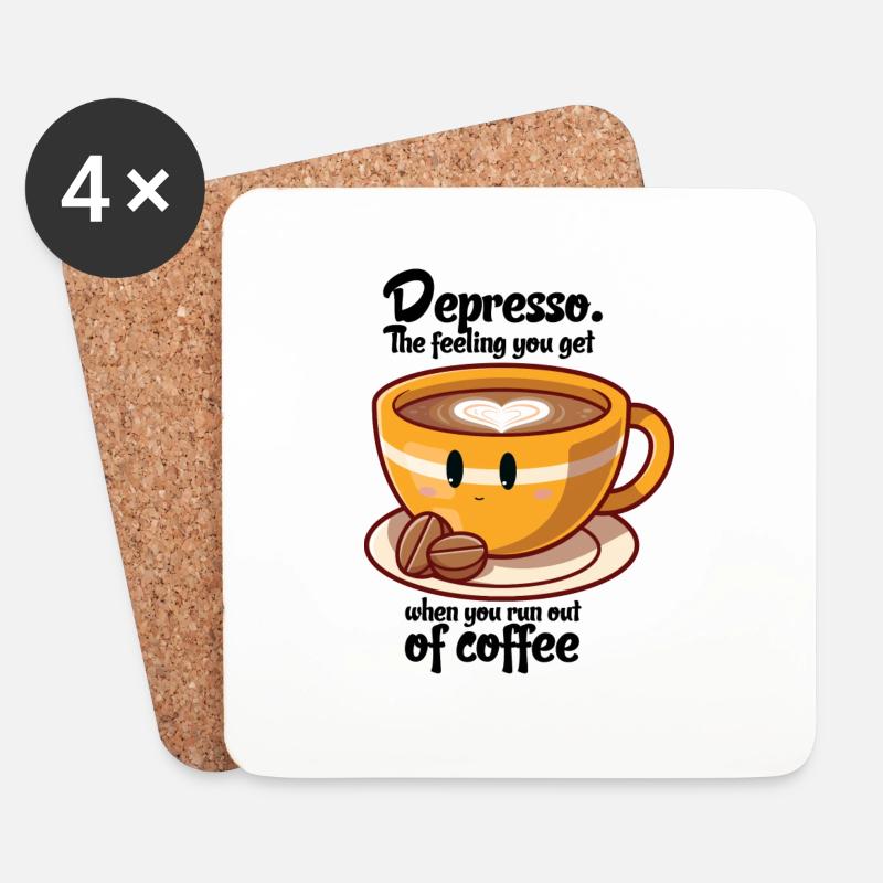 Kaffetasse Liebhaber Kaffee Gelb mit Spruch - Untersetzer (4er-Set) - Weiß