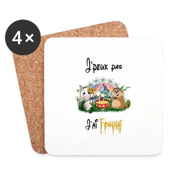 Vache et marmotte, j'peux pas j'ai fondue - Dessous de verre (lot de 4) - blanc - Devant