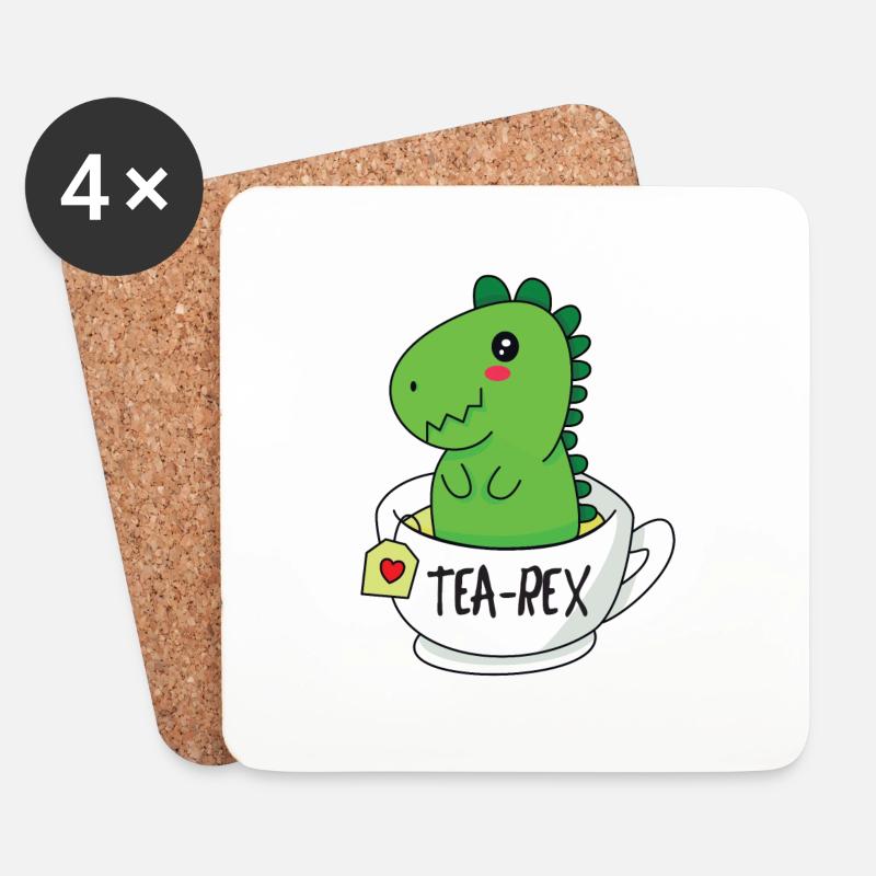Tea Rex - Untersetzer (4er-Set) - Weiß