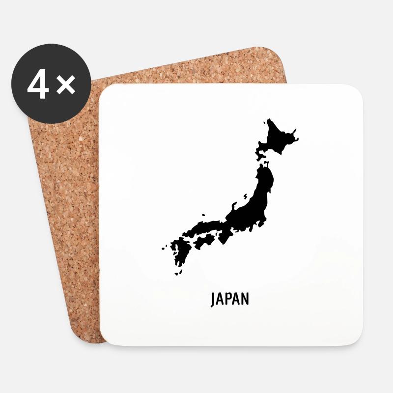 Japan - Landkarte Map - Untersetzer (4er-Set) - Weiß