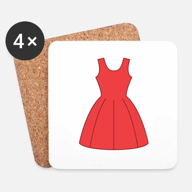 Rotes Kleid - Untersetzer (4er-Set) - Weiß