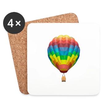 Balloon polygon Heißluftballon Geometrisch Desing - Untersetzer (4er-Set) - Weiß - Vorne
