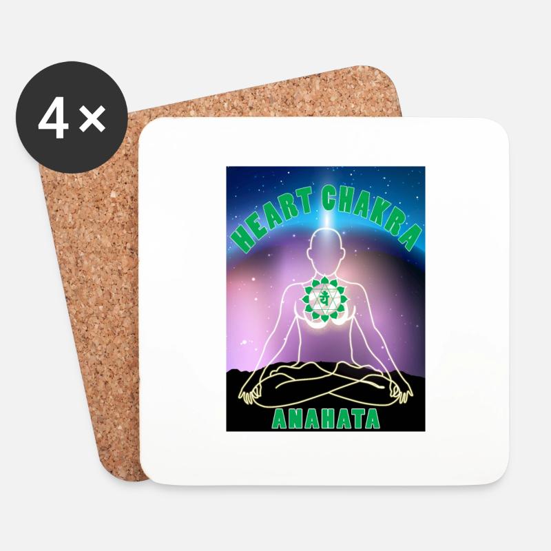 Herzchakra Anahata - Untersetzer (4er-Set) - Weiß
