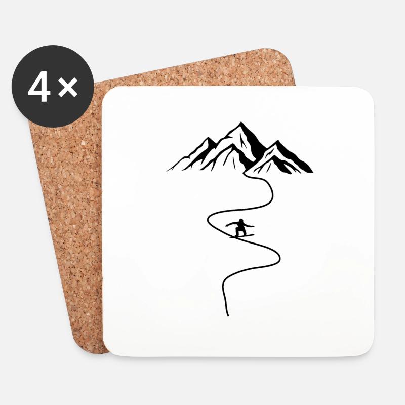 Snowboard Snowboarder - Coasters (set of 4) - white