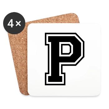 Letter P Team Football Baseball Basketball University - Coasters (set of 4) - white - Front
