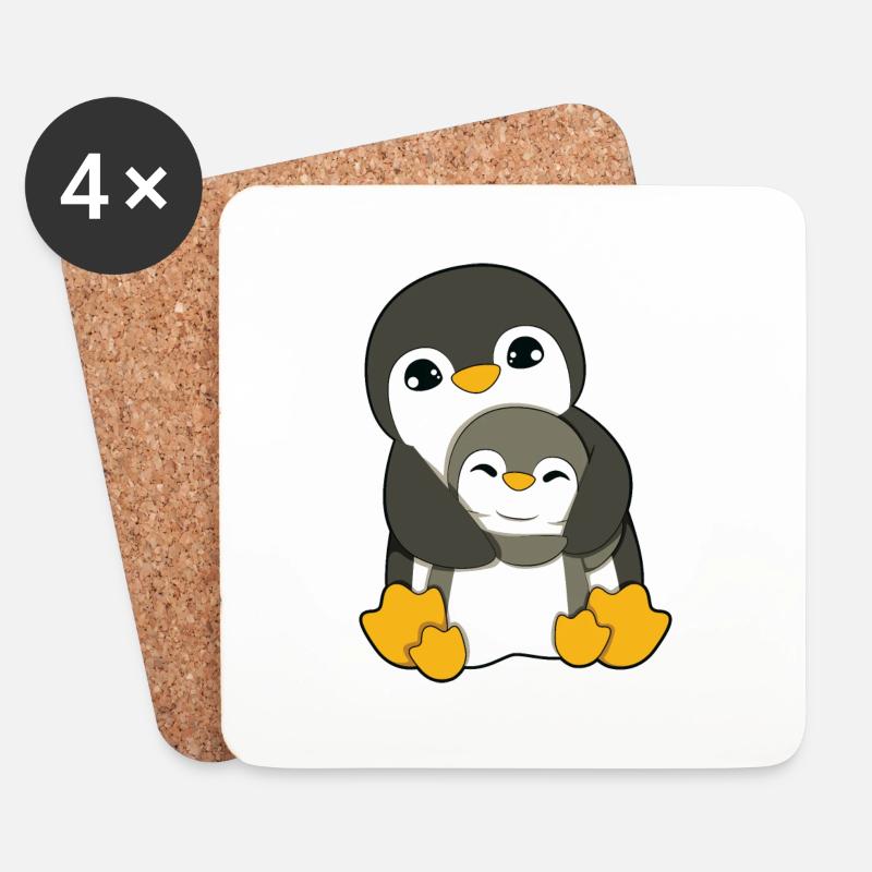 Pinguin Umarmen - Untersetzer (4er-Set) - Weiß