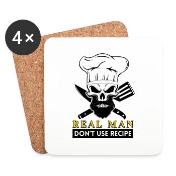 cook beard skeleton chef bearded skull chef - Coasters (set of 4) - white - Front