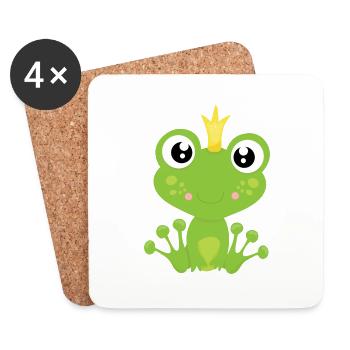 Roi grenouille - Dessous de verre (lot de 4) - blanc - Devant