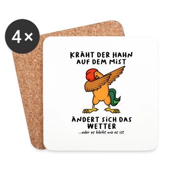 Kräht der Hahn auf dem Mist Dab - Untersetzer (4er-Set) - Weiß - Vorne