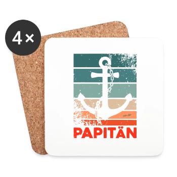 PAPITÄN - Vintage Anker - Ostseeliebe - Untersetzer (4er-Set) - Weiß - Vorne