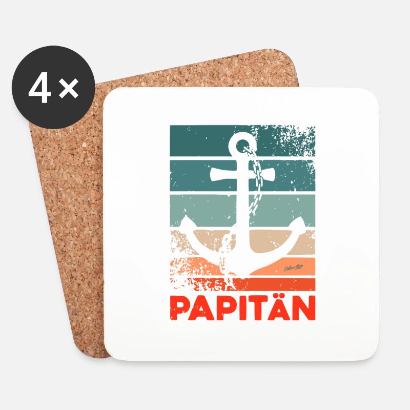 PAPITÄN - Vintage Anker - Ostseeliebe - Untersetzer (4er-Set) - Weiß