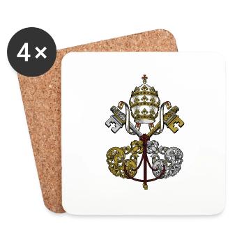 Wappen des Papstes Heiliger Stuhl - Untersetzer (4er-Set) - Weiß - Vorne