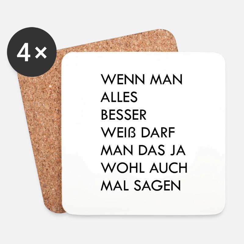 lustiger Besserwisser Spruch - Untersetzer (4er-Set) - Weiß